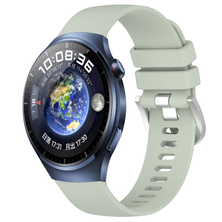 Liquid Glossy Silver Buckle Silicone Watch Band, For Huawei Watch GT4 46mm 22mm, For Huawei Watch GT4 41mm 18mm, For Huawei Watch 4 Pro 22mm, For Huawei Watch 4 22mm