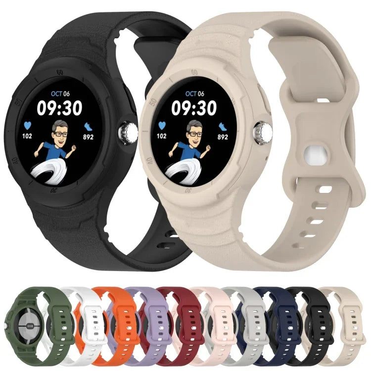 皮革紋理矽膠一體成型錶帶，適用 Google Pixel Watch 2