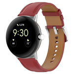 Top Layer Leather Embossed Sewing Watch Band, For Google Pixel Watch 4 / 3 / 2 / 1 41mm