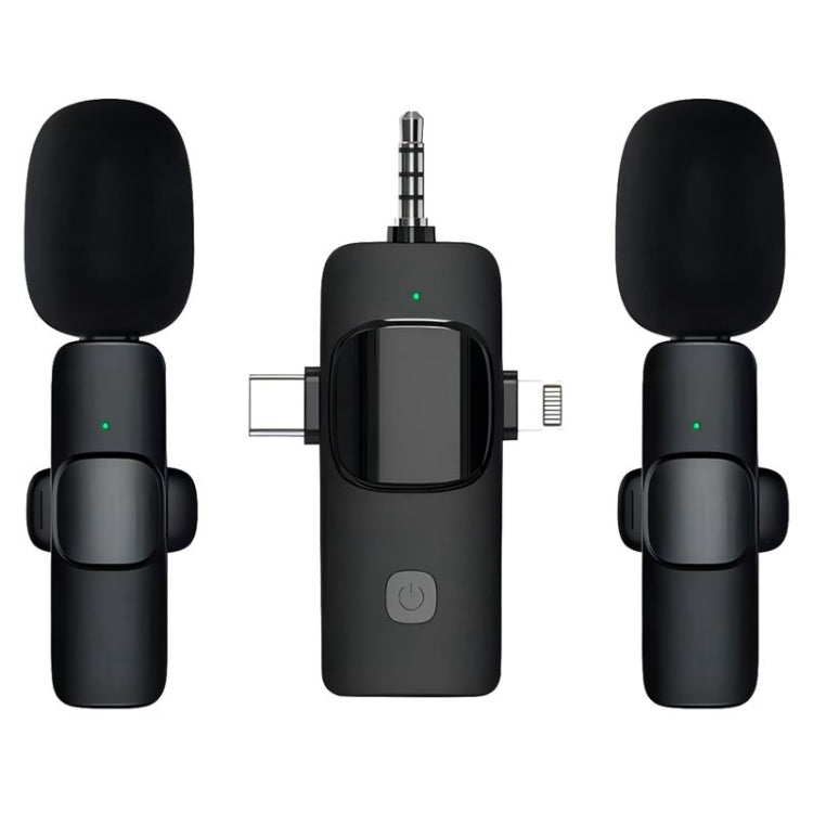 適用於iPhone / Android的無線領夾麥克風，2合1，3合1