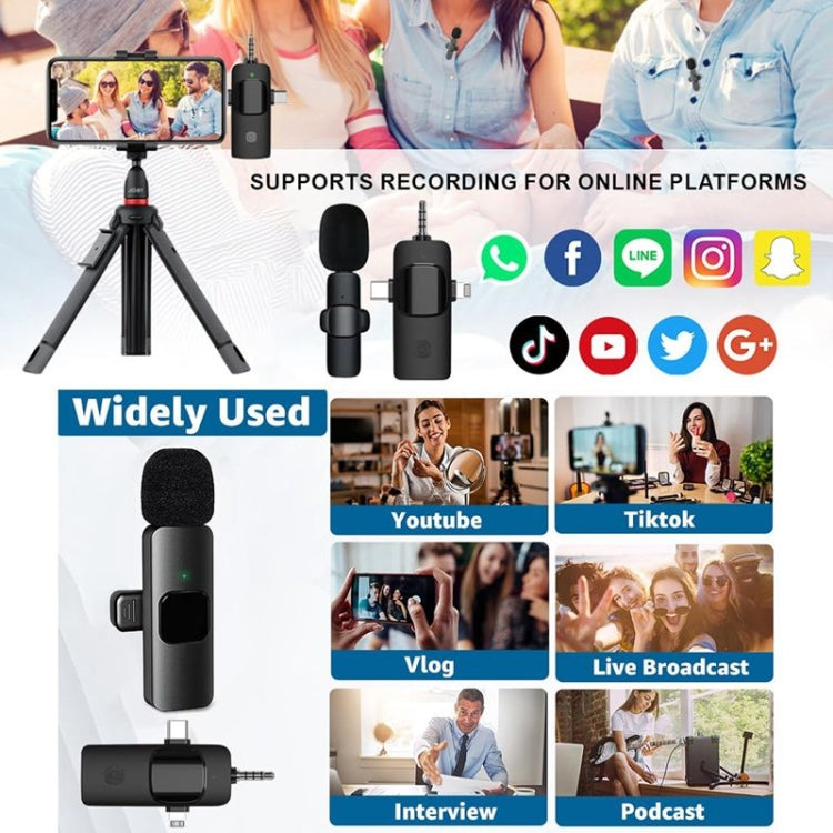 適用於iPhone / Android的無線領夾麥克風，2合1，3合1