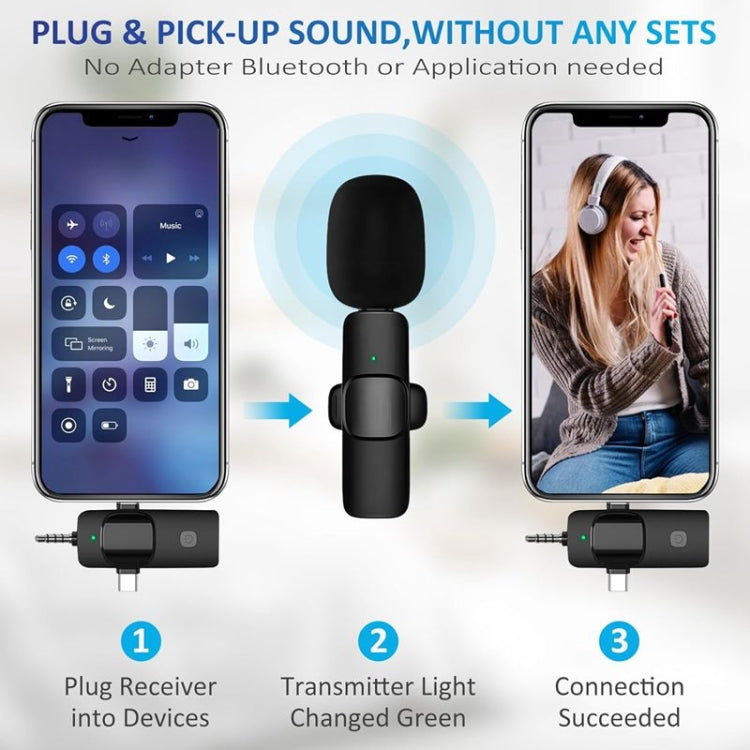 適用於iPhone / Android的無線領夾麥克風，2合1，3合1