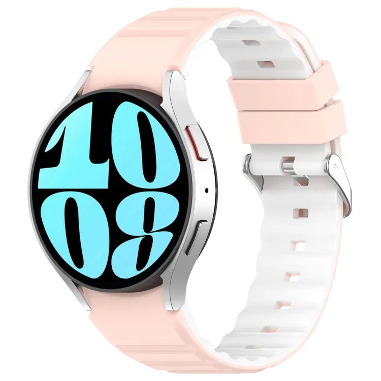 雙色橫條矽膠錶帶，適用於 Samsung Galaxy Watch 4，Samsung Galaxy Watch 4 Classic 46mm，Samsung Galaxy Watch 3 41mm