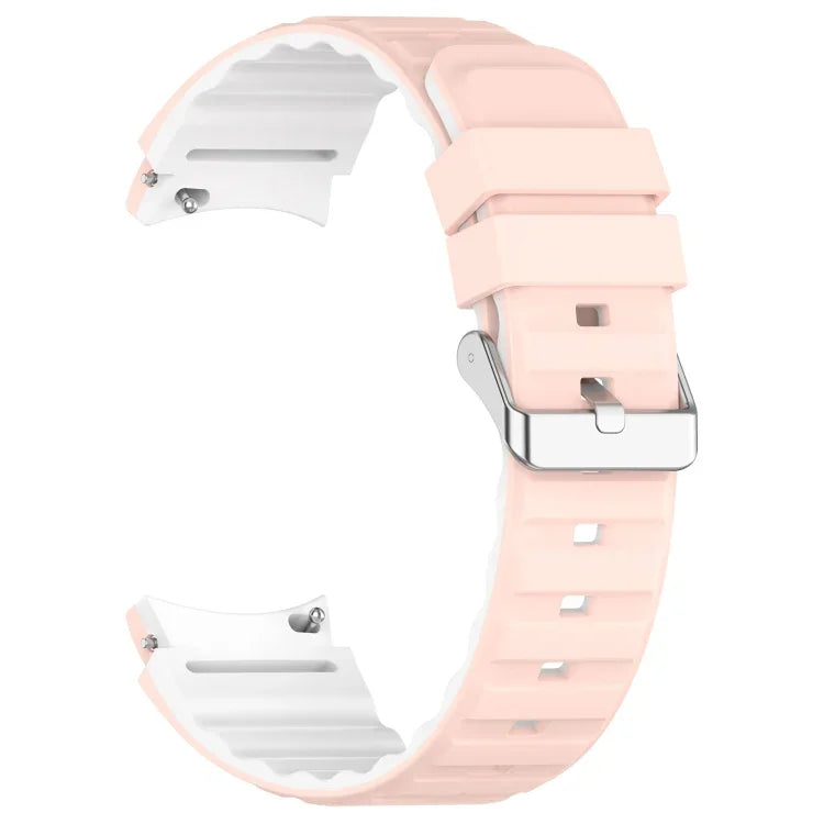 雙色橫條矽膠錶帶，適用於 Samsung Galaxy Watch 4，Samsung Galaxy Watch 4 Classic 46mm，Samsung Galaxy Watch 3 41mm