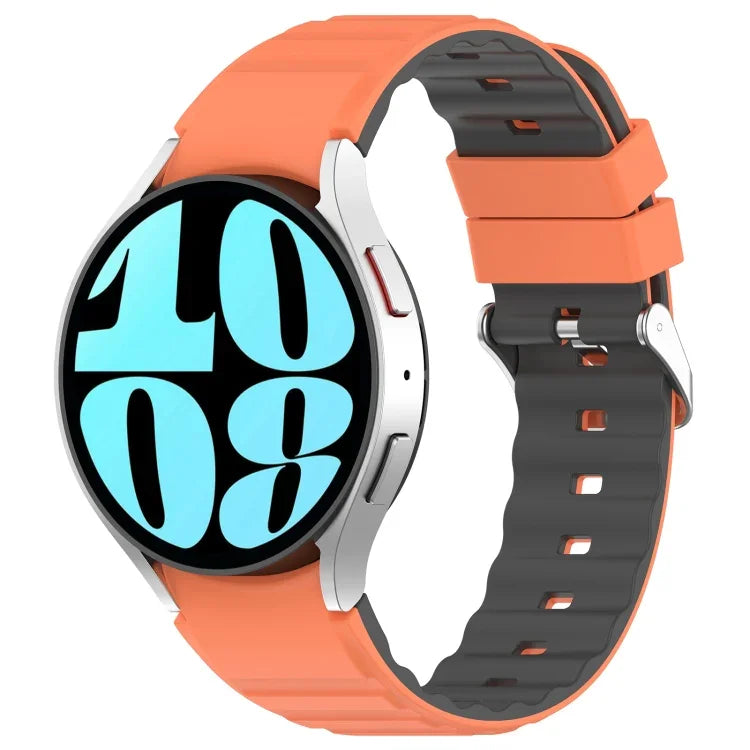 雙色橫條矽膠錶帶，適用於 Samsung Galaxy Watch 4，Samsung Galaxy Watch 4 Classic 46mm，Samsung Galaxy Watch 3 41mm