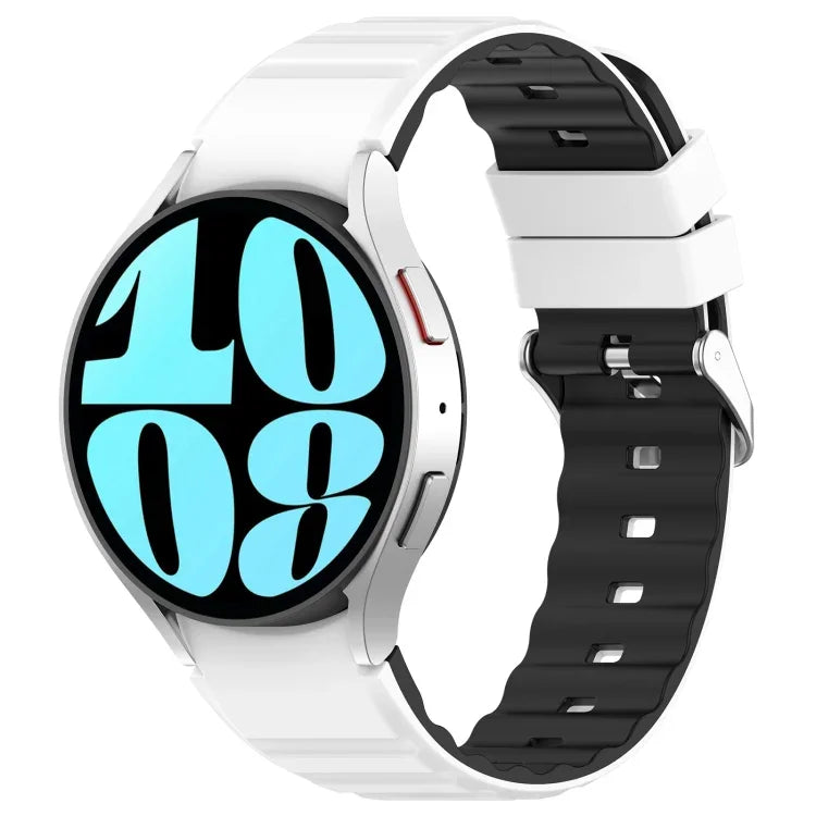 雙色橫條矽膠錶帶，適用於 Samsung Galaxy Watch 4，Samsung Galaxy Watch 4 Classic 46mm，Samsung Galaxy Watch 3 41mm