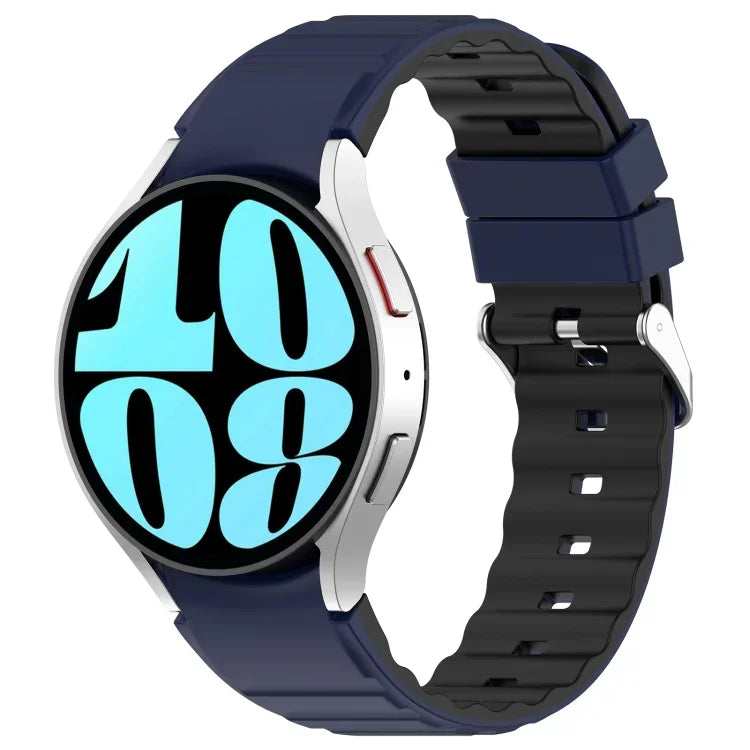 雙色橫條矽膠錶帶，適用於 Samsung Galaxy Watch 4，Samsung Galaxy Watch 4 Classic 46mm，Samsung Galaxy Watch 3 41mm