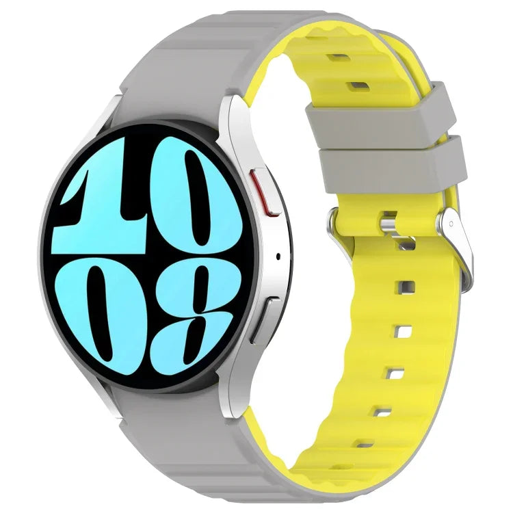 雙色橫條矽膠錶帶，適用於 Samsung Galaxy Watch 4，Samsung Galaxy Watch 4 Classic 46mm，Samsung Galaxy Watch 3 41mm