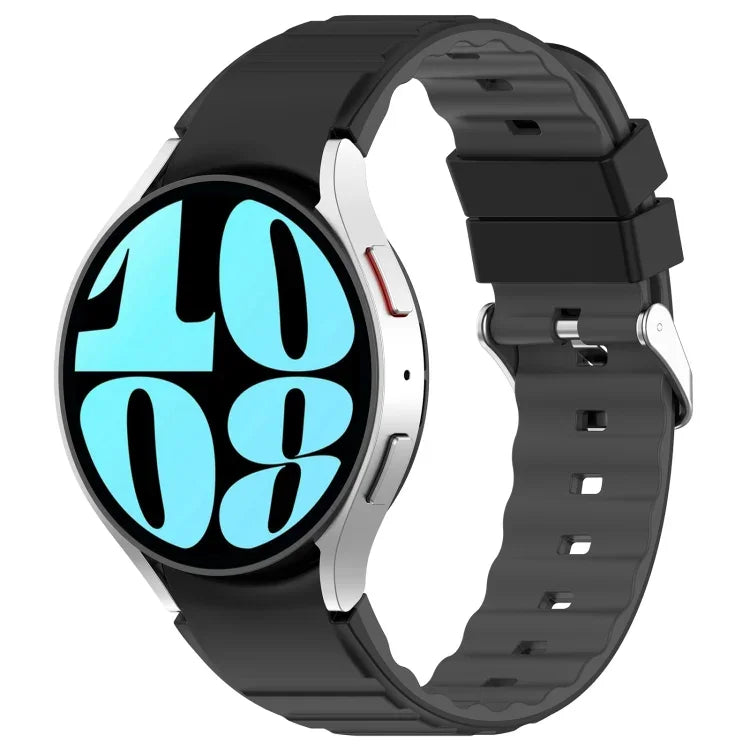 雙色橫條矽膠錶帶，適用於 Samsung Galaxy Watch 4，Samsung Galaxy Watch 4 Classic 46mm，Samsung Galaxy Watch 3 41mm