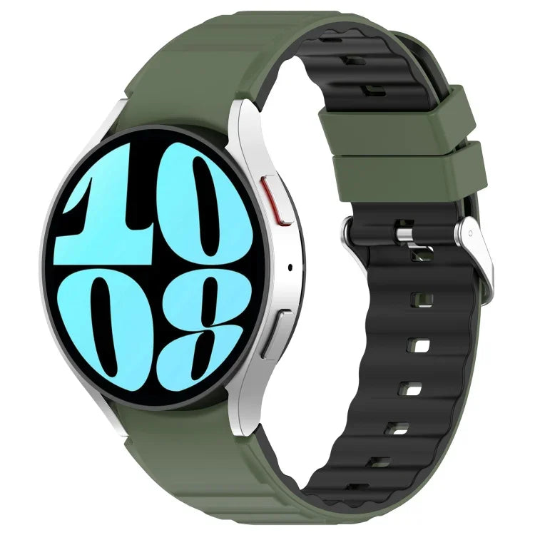 雙色橫條矽膠錶帶，適用於 Samsung Galaxy Watch 4，Samsung Galaxy Watch 4 Classic 46mm，Samsung Galaxy Watch 3 41mm