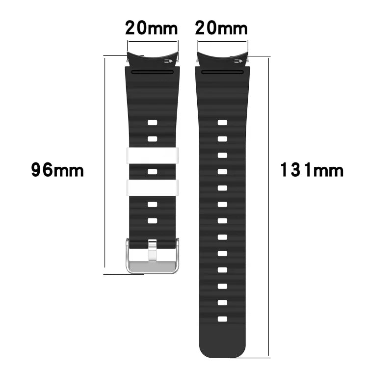 雙色橫條矽膠錶帶，適用於 Samsung Galaxy Watch 4，Samsung Galaxy Watch 4 Classic 46mm，Samsung Galaxy Watch 3 41mm