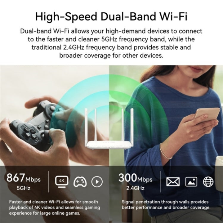 LB-LINK WR1300H 全千兆端口 1200M 高速雙頻 5G WiFi 中繼器無線路由器