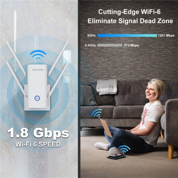 WAVLINK WN583AX1 乙太網端口 AX1800 WiFi6 1.8Gbps 雙頻 WiFi 增強器無線路由器，歐規插頭