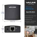 WAVLINK NU72P11 100Mbps 網路印表機伺服器 USB 2.0 網路印表機電源適配器，美規插頭，英規插頭，歐規插頭，澳規插頭
