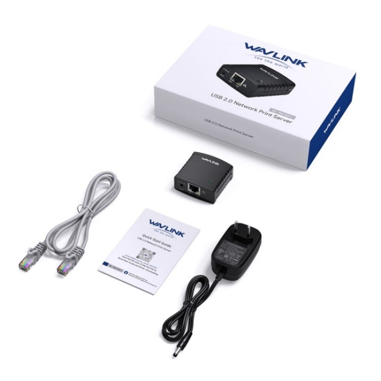 WAVLINK NU72P11 100Mbps 網路印表機伺服器 USB 2.0 網路印表機電源適配器，美規插頭，英規插頭，歐規插頭，澳規插頭