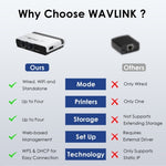 WAVLINK NU516U1 USB2.0 無線印表機伺服器，具 10 / 100Mbps LAN / WiFi 橋接功能，美規插頭，英規插頭，歐規插頭，澳規插頭
