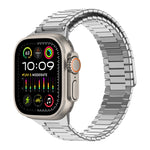 竹紋磁性不鏽鋼金屬錶帶，適用於 Apple Watch SE 2023 44mm，適用於 Apple Watch SE 2023 40mm，適用於 Apple Watch Ultra 2 49mm，適用於 Apple Watch Series 9 45mm，適用於 Apple Watch Series 9 41mm，適用於 Apple Watch Ultra 49mm