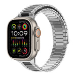 竹紋磁性不鏽鋼金屬錶帶，適用於 Apple Watch SE 2023 44mm，適用於 Apple Watch SE 2023 40mm，適用於 Apple Watch Ultra 2 49mm，適用於 Apple Watch Series 9 45mm，適用於 Apple Watch Series 9 41mm，適用於 Apple Watch Ultra 49mm
