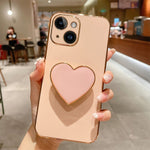 電鍍愛心指環支架 TPU 手機殼，適用於 iPhone 14 Pro Max、iPhone SE 2022 / 2020 / 7 / 8、iPhone 13 Pro Max、iPhone 13 Pro、iPhone 13、iPhone 13 mini、iPhone 12、iPhone 12 Pro Max