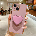 電鍍愛心指環支架 TPU 手機殼，適用於 iPhone 14 Pro Max、iPhone SE 2022 / 2020 / 7 / 8、iPhone 13 Pro Max、iPhone 13 Pro、iPhone 13、iPhone 13 mini、iPhone 12、iPhone 12 Pro Max