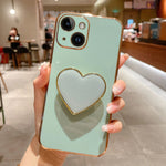 電鍍愛心指環支架 TPU 手機殼，適用於 iPhone 14 Pro Max、iPhone SE 2022 / 2020 / 7 / 8、iPhone 13 Pro Max、iPhone 13 Pro、iPhone 13、iPhone 13 mini、iPhone 12、iPhone 12 Pro Max
