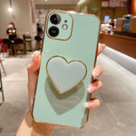 電鍍愛心指環支架 TPU 手機殼，適用於 iPhone 14 Pro Max、iPhone SE 2022 / 2020 / 7 / 8、iPhone 13 Pro Max、iPhone 13 Pro、iPhone 13、iPhone 13 mini、iPhone 12、iPhone 12 Pro Max