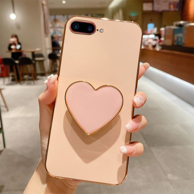 電鍍愛心指環支架 TPU 手機殼，適用於 iPhone 7 Plus / 8 Plus