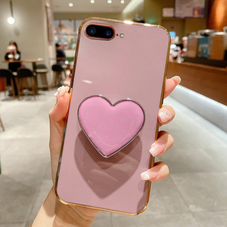 電鍍愛心指環支架 TPU 手機殼，適用於 iPhone 7 Plus / 8 Plus