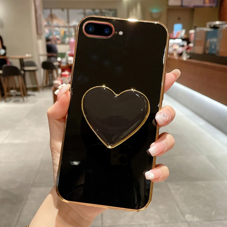 電鍍愛心指環支架 TPU 手機殼，適用於 iPhone 7 Plus / 8 Plus