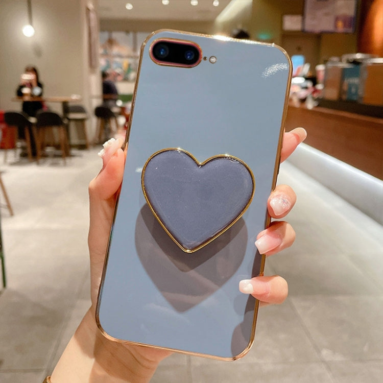 電鍍愛心指環支架 TPU 手機殼，適用於 iPhone 7 Plus / 8 Plus