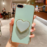 電鍍愛心指環支架 TPU 手機殼，適用於 iPhone 7 Plus / 8 Plus