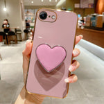 電鍍愛心指環支架 TPU 手機殼，適用於 iPhone 14 Pro Max、iPhone SE 2022 / 2020 / 7 / 8、iPhone 13 Pro Max、iPhone 13 Pro、iPhone 13、iPhone 13 mini、iPhone 12、iPhone 12 Pro Max