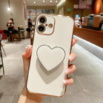 電鍍愛心指環支架 TPU 手機殼，適用於 iPhone 17e / 16e、iPhone 17 Pro Max、iPhone 17 Pro、iPhone 17、iPhone Air、iPhone 16 Pro Max、iPhone 16 Pro、iPhone 16 Plus