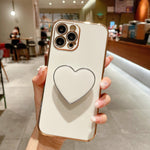 電鍍愛心指環支架 TPU 手機殼，適用於 iPhone 17e / 16e、iPhone 17 Pro Max、iPhone 17 Pro、iPhone 17、iPhone Air、iPhone 16 Pro Max、iPhone 16 Pro、iPhone 16 Plus