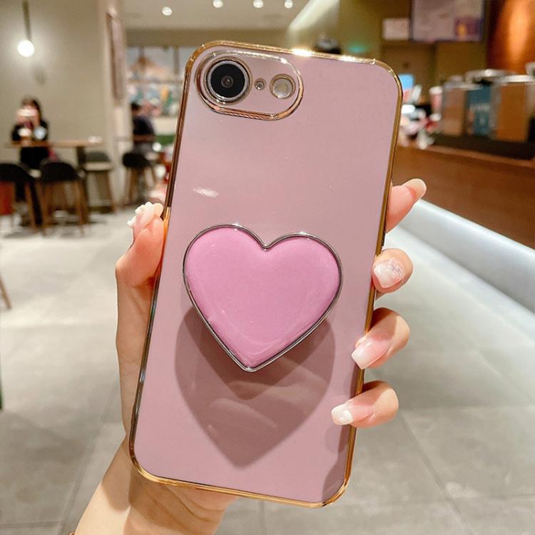 電鍍愛心指環支架 TPU 手機殼，適用於 iPhone 17e / 16e、iPhone 17 Pro Max、iPhone 17 Pro、iPhone 17、iPhone Air、iPhone 16 Pro Max、iPhone 16 Pro、iPhone 16 Plus