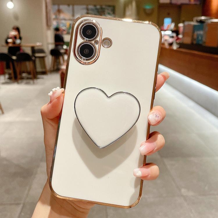 電鍍愛心指環支架 TPU 手機殼，適用於 iPhone 17e / 16e、iPhone 17 Pro Max、iPhone 17 Pro、iPhone 17、iPhone Air、iPhone 16 Pro Max、iPhone 16 Pro、iPhone 16 Plus