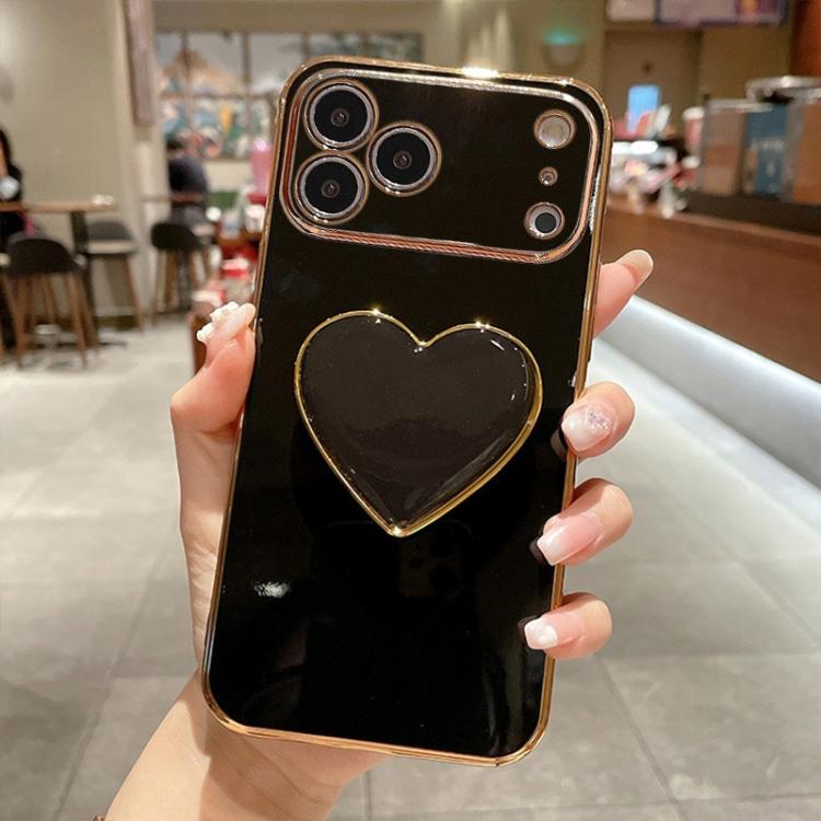 電鍍愛心指環支架 TPU 手機殼，適用於 iPhone 17e / 16e、iPhone 17 Pro Max、iPhone 17 Pro、iPhone 17、iPhone Air、iPhone 16 Pro Max、iPhone 16 Pro、iPhone 16 Plus