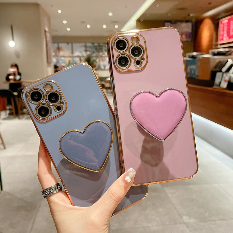 電鍍愛心指環支架 TPU 手機殼，適用於 iPhone 14 Pro Max、iPhone SE 2022 / 2020 / 7 / 8、iPhone 13 Pro Max、iPhone 13 Pro、iPhone 13、iPhone 13 mini、iPhone 12、iPhone 12 Pro Max