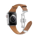 Plain Leather Butterfly Buckle Watch Band, For Apple Watch SE 2022 40mm, For Apple Watch SE 2022 44mm, For Apple Watch Series 7 41mm, For Apple Watch Series 7 45mm