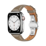 Plain Leather Butterfly Buckle Watch Band, For Apple Watch SE 2022 40mm, For Apple Watch SE 2022 44mm, For Apple Watch Series 7 41mm, For Apple Watch Series 7 45mm