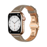 Plain Leather Butterfly Buckle Watch Band, For Apple Watch SE 2022 40mm, For Apple Watch SE 2022 44mm, For Apple Watch Series 7 41mm, For Apple Watch Series 7 45mm