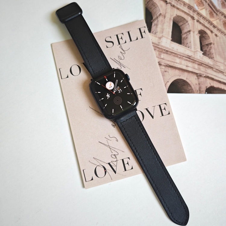 Fold Magnetic Square Buckle PU Silicone Watch Band, For Apple Watch SE 2023 44mm, For Apple Watch SE 2023 40mm, For Apple Watch Ultra 2 49mm, For Apple Watch Series 9 45mm