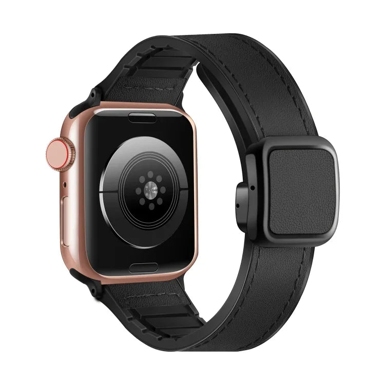折疊磁性方扣 PU 矽膠錶帶，適用於 Apple Watch Series 4 44mm，適用於 Apple Watch Series 4 40mm，適用於 Apple Watch Series 3 38mm，適用於 Apple Watch Series 3 42mm