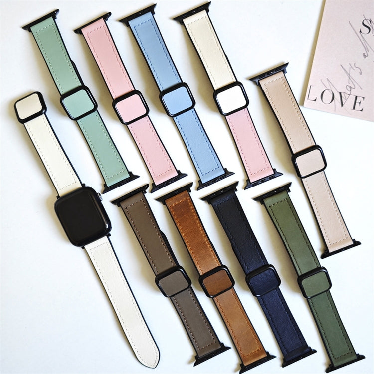 Fold Magnetic Square Buckle PU Silicone Watch Band, For Apple Watch SE 2023 44mm, For Apple Watch SE 2023 40mm, For Apple Watch Ultra 2 49mm, For Apple Watch Series 9 45mm
