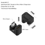 Type-C母轉Micro USB公轉接器 數據充電傳輸，Type-C母轉Micro公U型背，Type-C母轉Micro公U型前，Type-C母轉Micro公右彎，Type-C母轉Micro公左彎