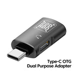 JS-109 USB-C / Type-C to Type-C + USB 3.0 Converter OTG Adapter for Digital Headset and U-Disk, Type-C to Type-C + USB
