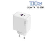 USB 67W / Type-C PD 33W 超快速充電 全協議手機充電器，歐規插頭，歐規插頭