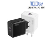 USB 67W / Type-C PD 33W 超快速充電 全協議手機充電器，歐規插頭，歐規插頭