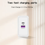 USB 67W / Type-C PD 33W 超快速充電 全協議手機充電器，歐規插頭，歐規插頭