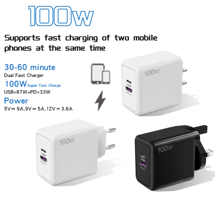 USB 67W / Type-C PD 33W 超快速充電 全協議手機充電器，歐規插頭，歐規插頭